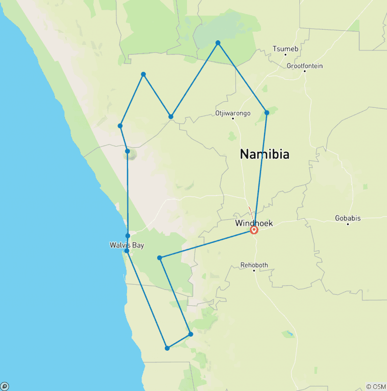 Map of Discover Namibia - Camping