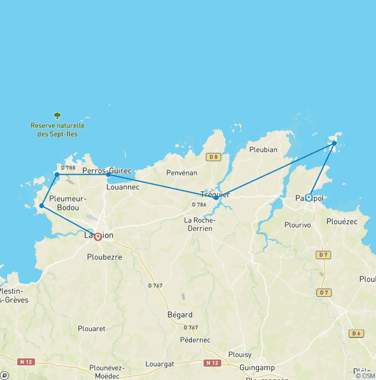 Map of Hiking in Brittany: From the pink granite coast to the Goëlo coast 10 Days