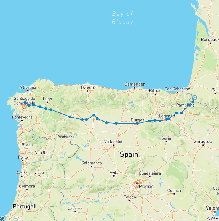 Map of Camino (Francés) LUXE VIP ~ Guided *COACH*TREK*