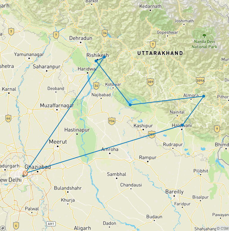 Map of Incredible India – Our very special lower Himalayas trek (Women-Only)