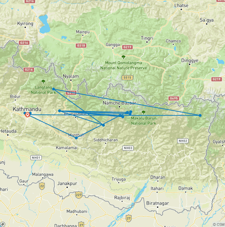 Map of Mera Peak Climb