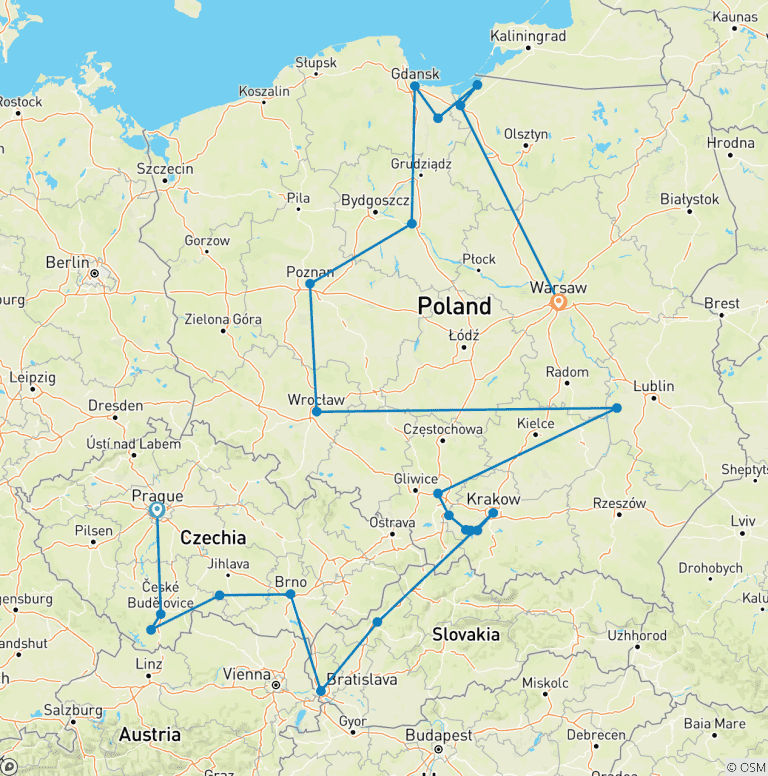 Map of Czechia and Full Poland