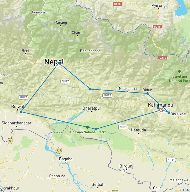 Map of Treasures of Nepal Trails By G Experiences