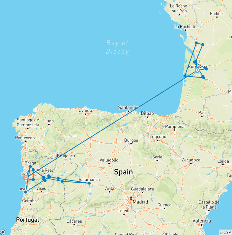 Map of Beautiful Bordeaux & Unforgettable Douro