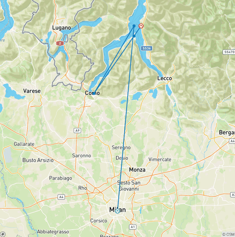 Map of Budget Milan & Lake Como - 3 days