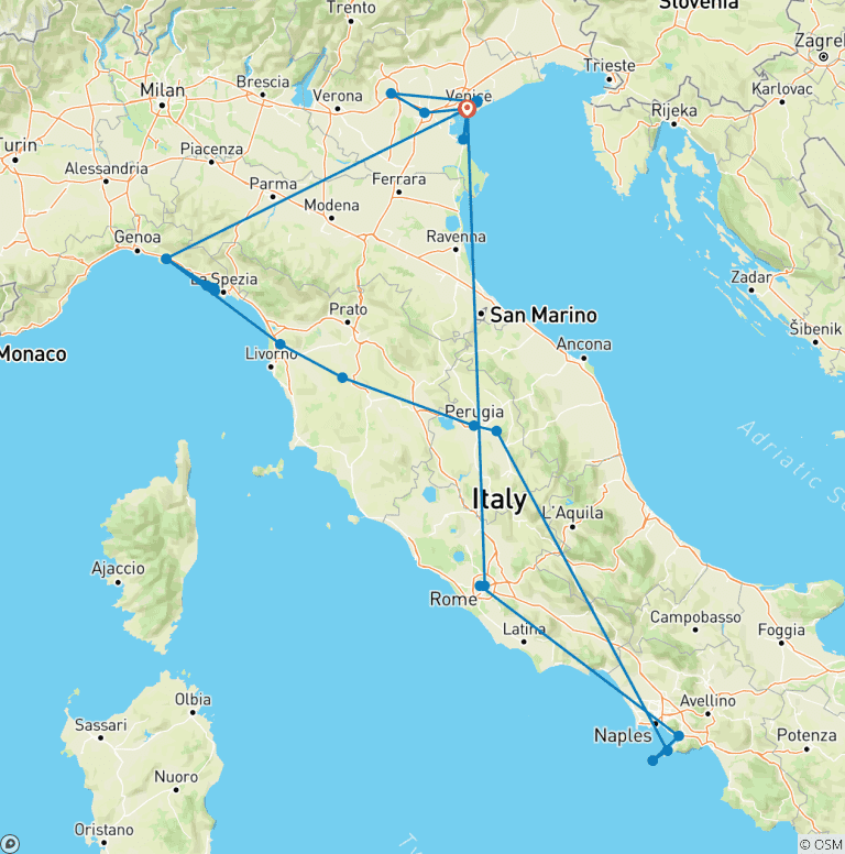 Map of Cruise & Tour: Experience the Best of Italy (2027, Venice to Venice)
