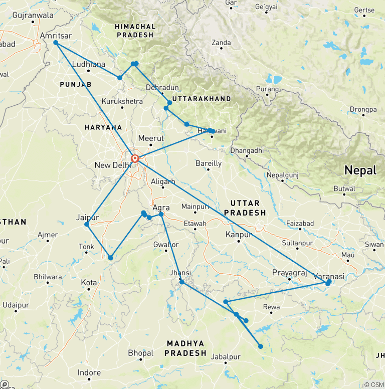 Map of Indian Heritage & Wildlife Trails By G Experiences