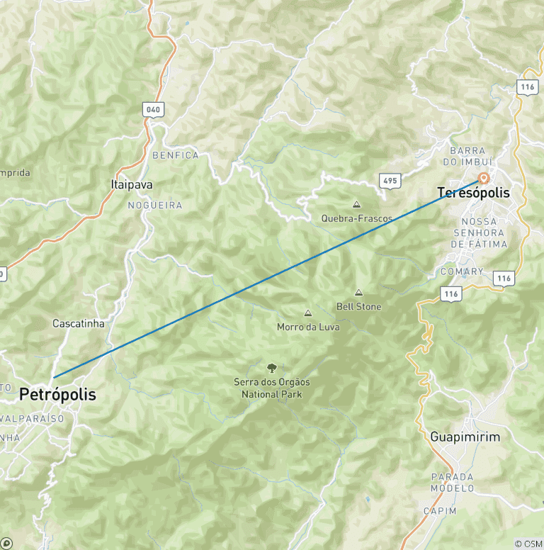 Map of Brazil’s Iconic Petropolis-Teresopolis Trek – 3-Day Small Group Mountain Expedition