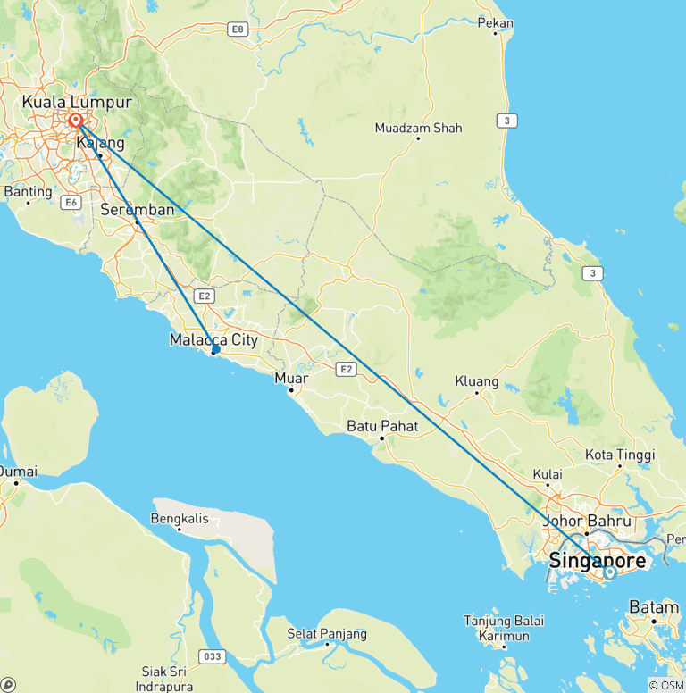 Map of 7 Days Singapore to Kuala Lumpur Journey: City Lights & Cultural Sights