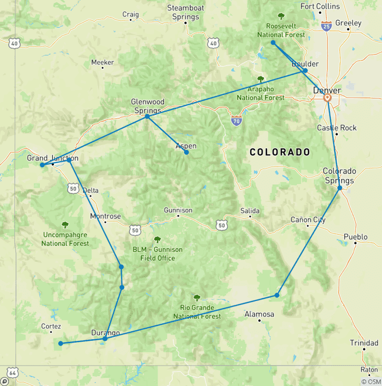 Map of Welcome to Colorado (USA National Park Non Resident Fees)