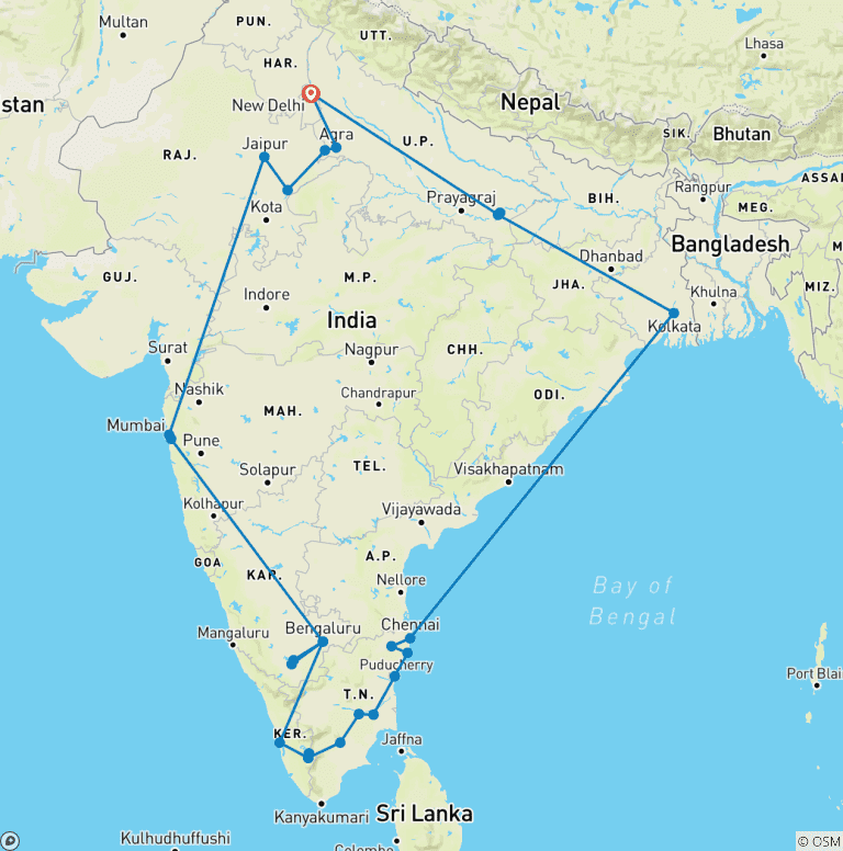 Map of Exploring Ranthambore Tiger Safari and Majestic India Past