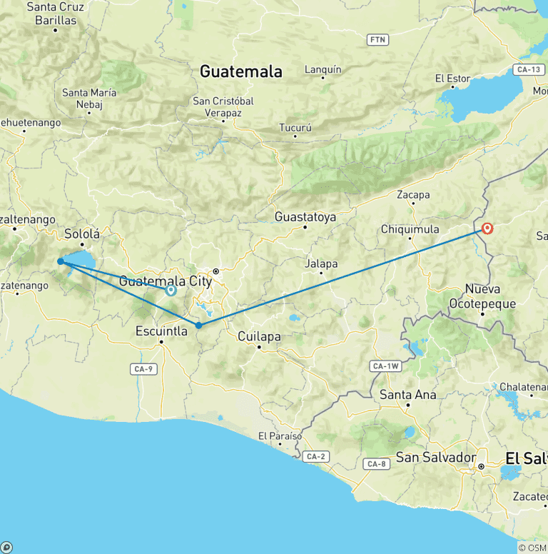 Map of 4 days Guatemala Sneak Peak