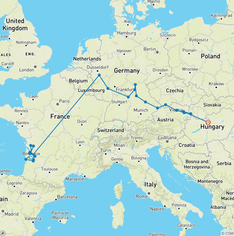 Map of Beautiful Bordeaux & Jewels of Europe