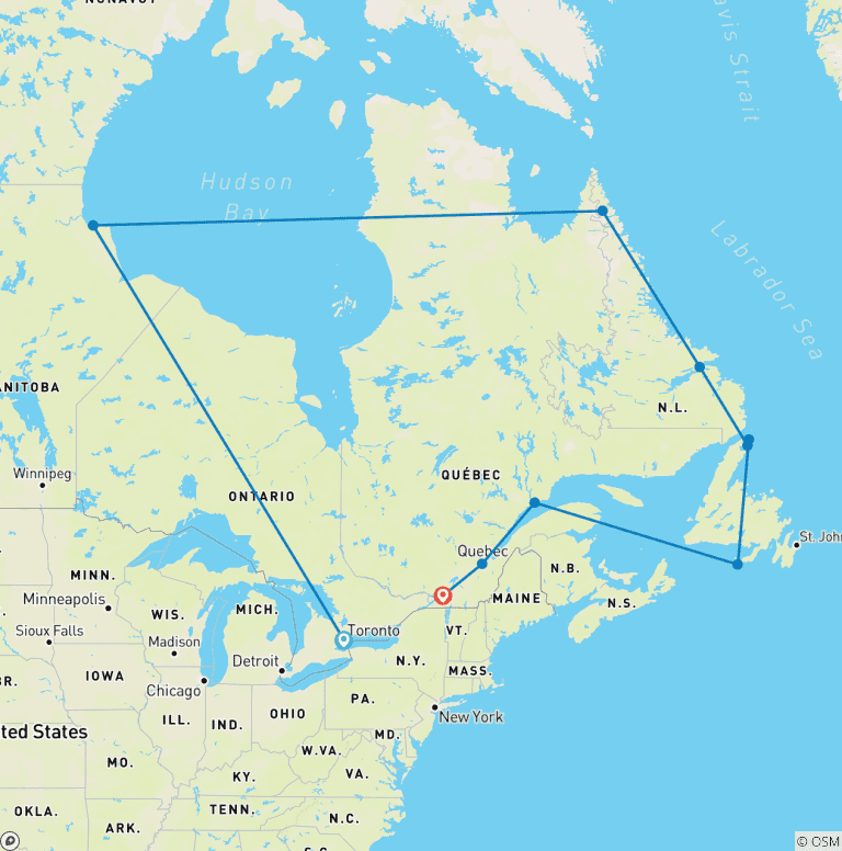 Map of Hudson Bay & the Canadian Arctic to Montreal