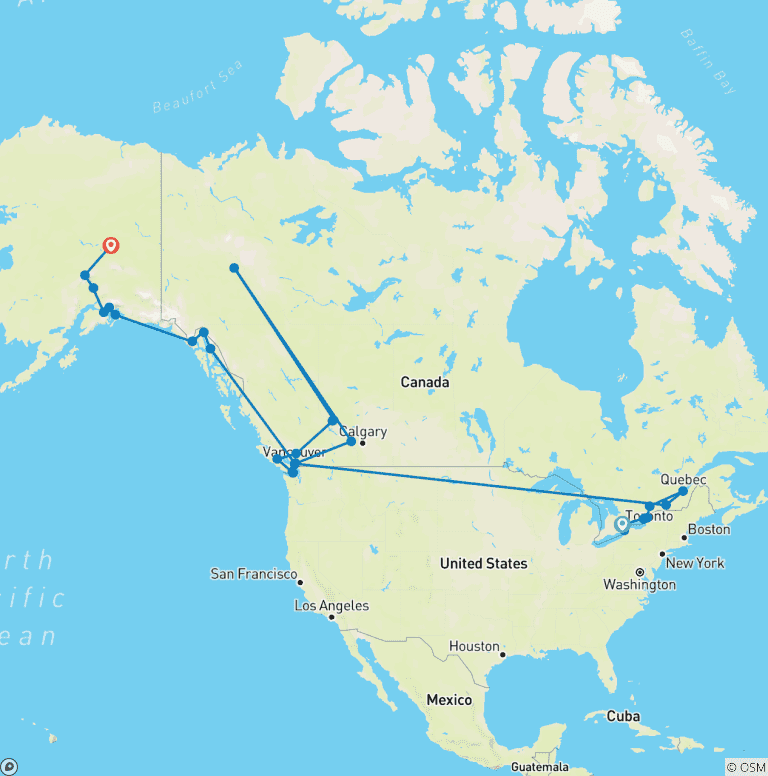 Map of Grand Canada, Alaska Adventure & Best of the East