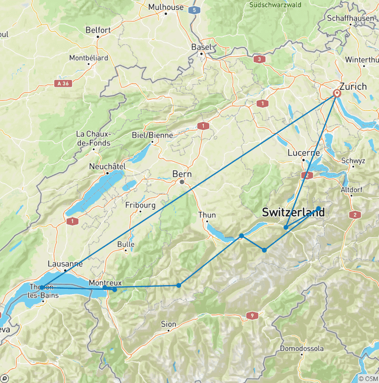 Map of Switzerland: Hiking on the Via Alpina (Women Only)