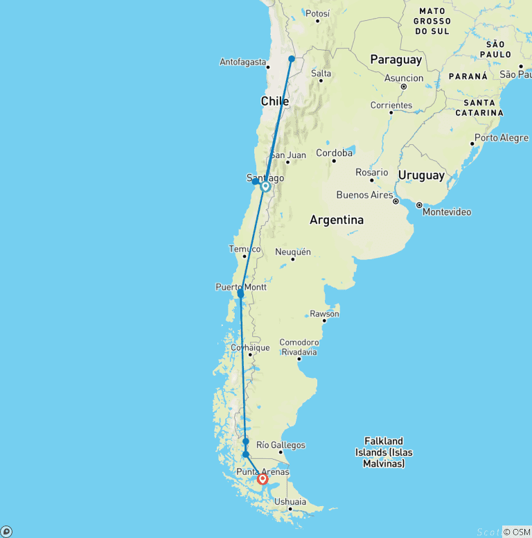Map of Landscapes of Chile: From Volcanoes to Glaciers