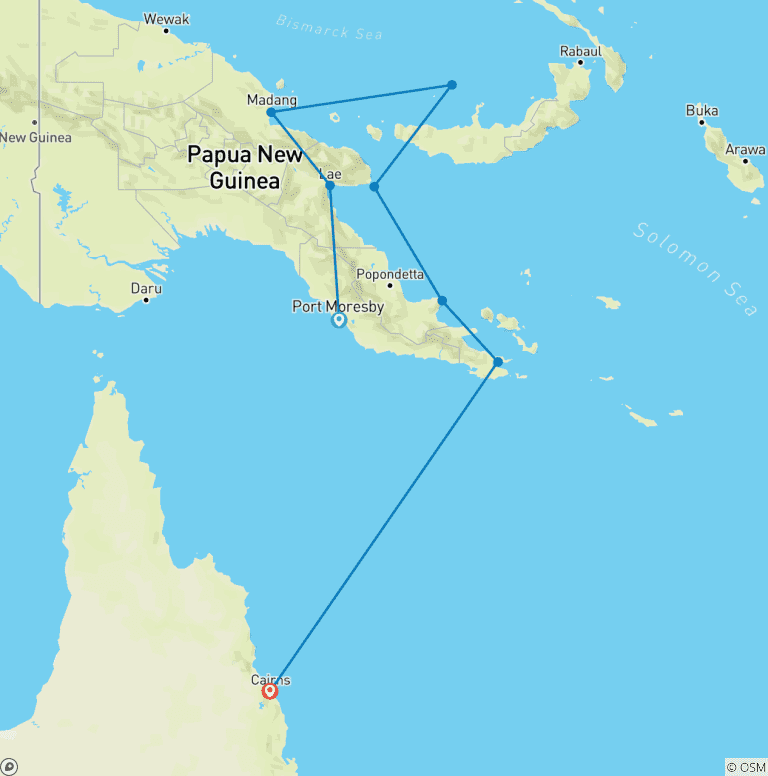 Map of Papua New Guinea to Tropical North Queensland