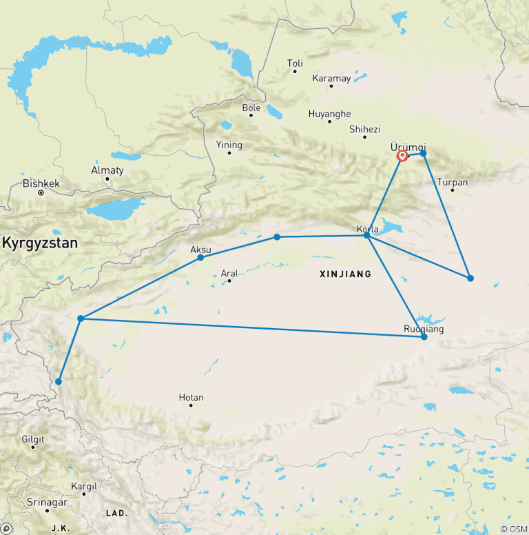 Map of Travel Around Southern Xinjiang