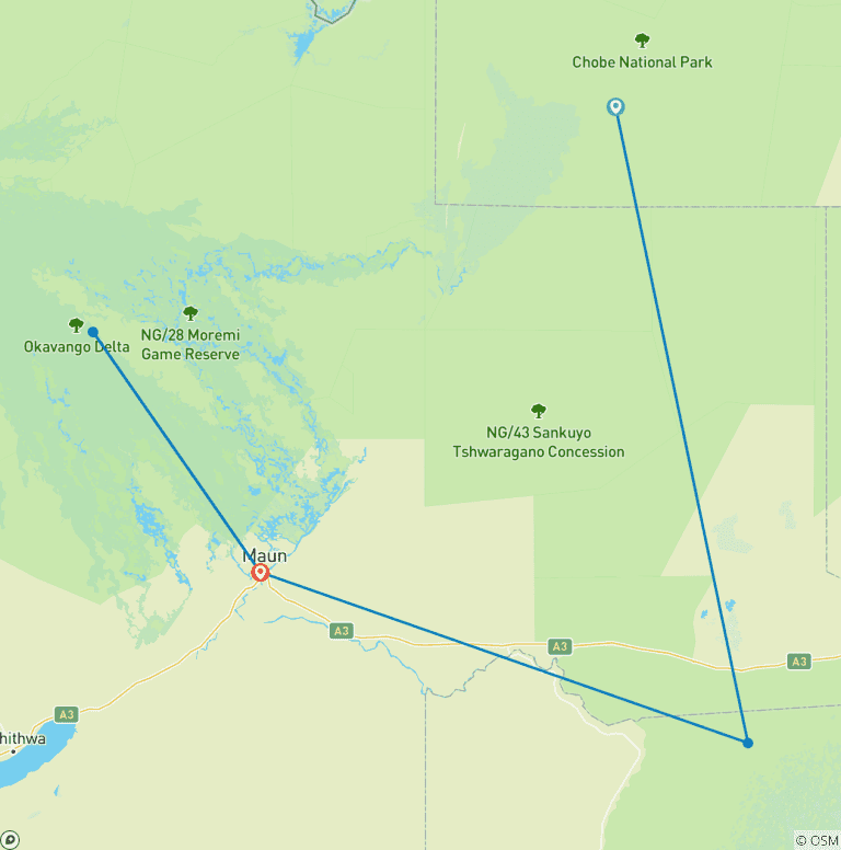 Map of Premium Botswana (5 destinations)