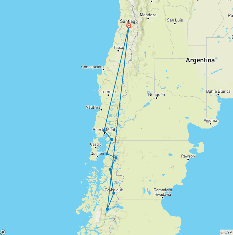 Map of Epic Patagonia Self Drive - Carretera Austral (15 days)