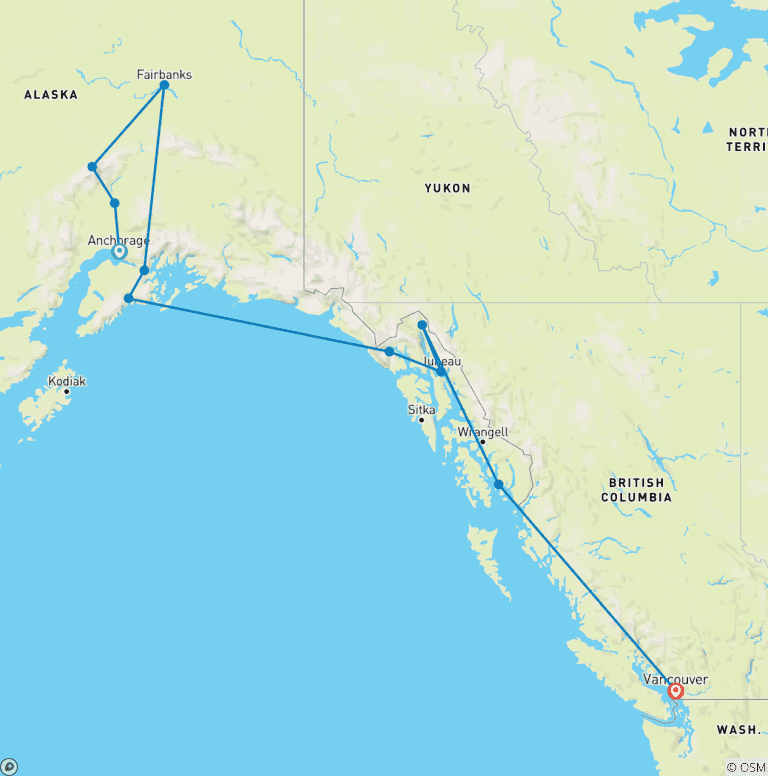 Map of Best of the USA Tour – A 15-Day Grand Discovery Across America