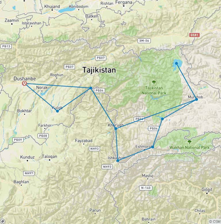 Map of Founders’ Tour – Borderlands of the Pamir