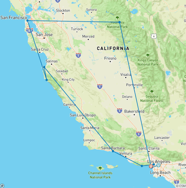 Map of California Road Trip - Across the Golden State