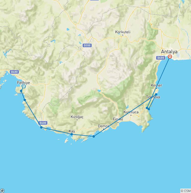 Map of Hike Turkey's Lycian Way