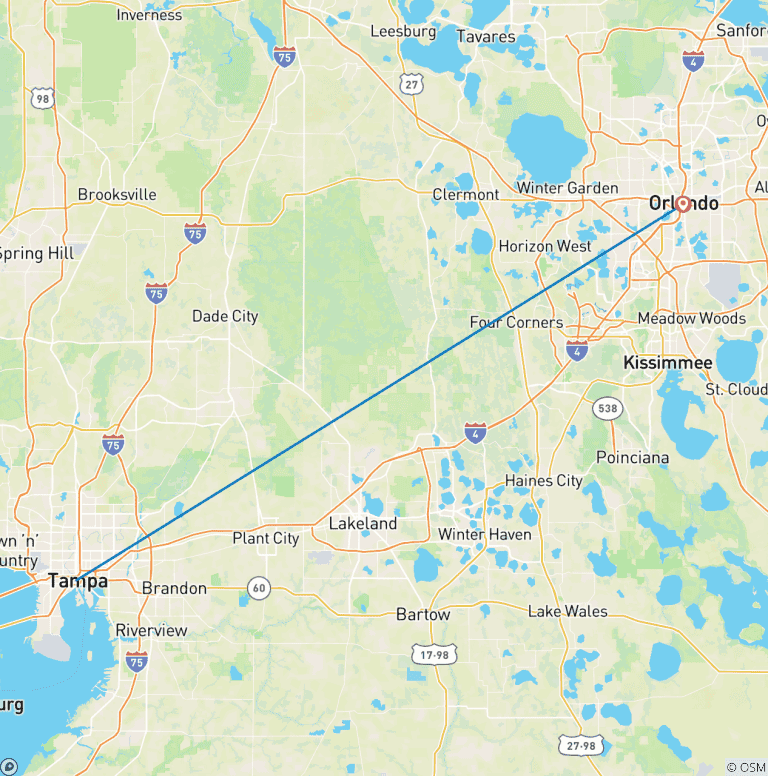 Map of 6-Day Florida Coast-to-Coast Trail Bike Tour