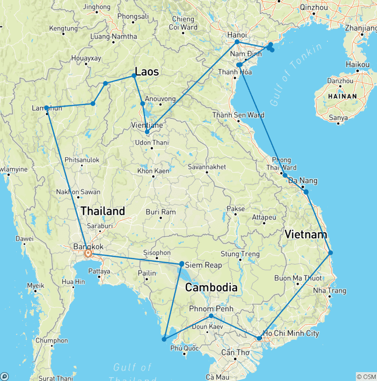 Map of 18 to 35s Epic South East Asia (26 destinations)