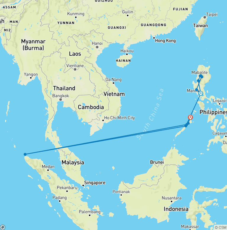 Map of The Philippines: Mountains & Islands (including Puerto Princesa Subterranean River National Park)