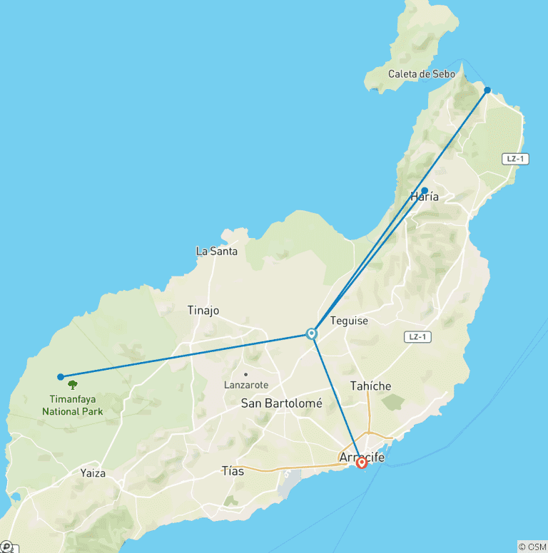 Map of Lanzarote - Between Volcanoes and the Ocean