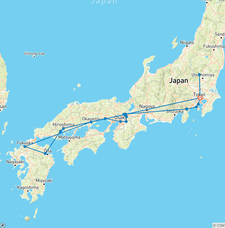 Map of Japan: Walk the Way of Emperors and Samurai