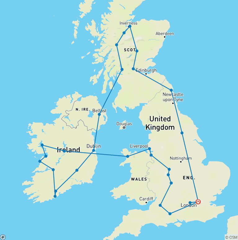 Map of London, the Highlands, Ireland, and Southern England