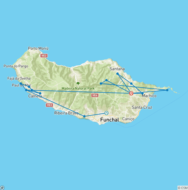 Map of Hiking in Madeira