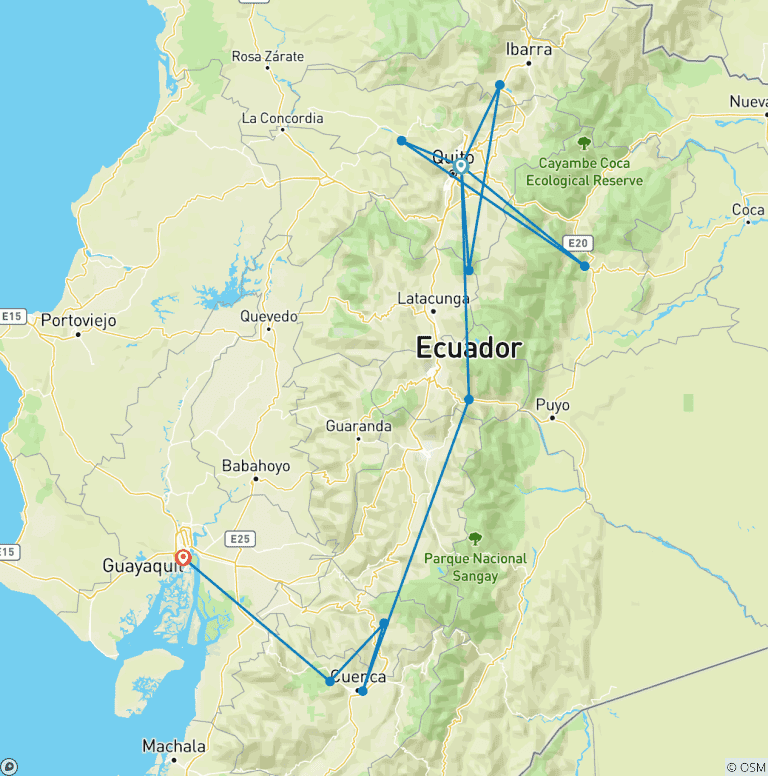 Map of Enchanting Ecuador: Andes & Amazon 14D - 13N