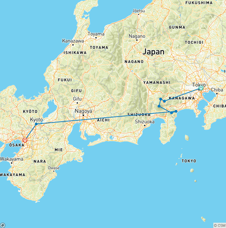 Map of Discover Japan's Classic Treasures