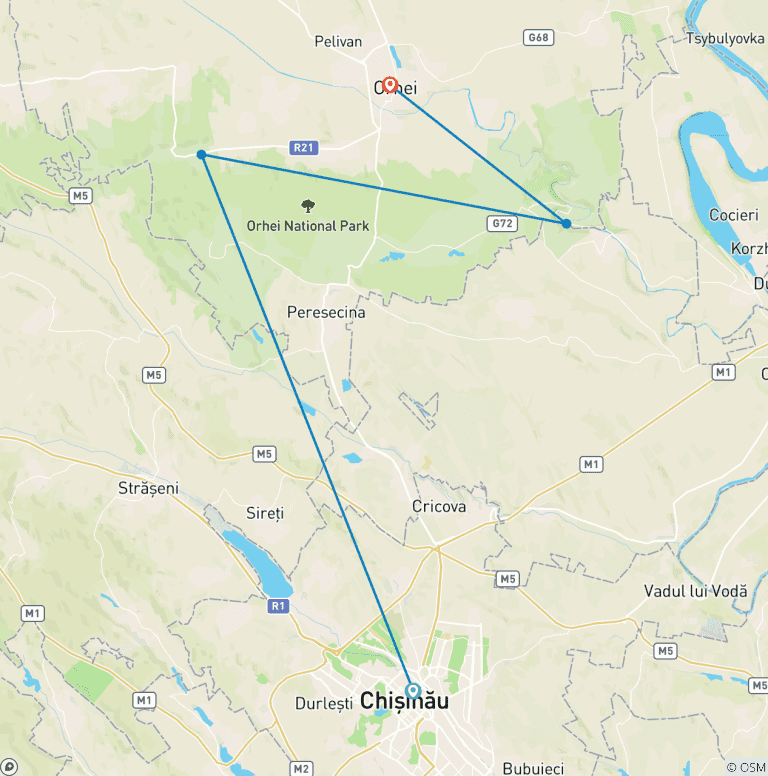 Map of Explore & Taste: Curchi, Orheiul Vechi Nature Reserve & Chateau Vartely Winery