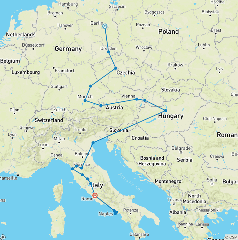 Map of Best of Central Europe & Italy