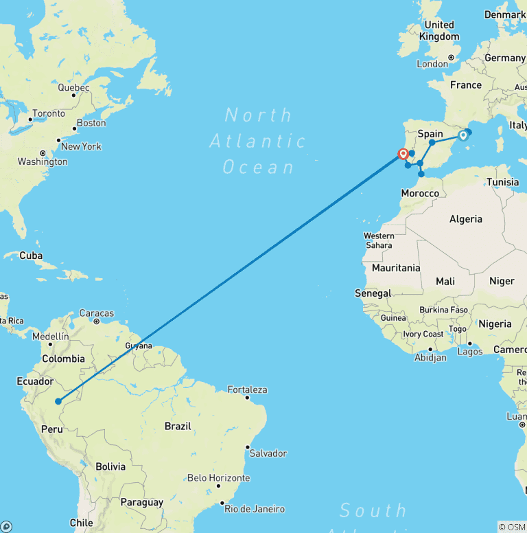 Map of The Best of Iberia W/Optional Morocco Day Trip, Breakfasts, Transfers & 5-Star Stays
