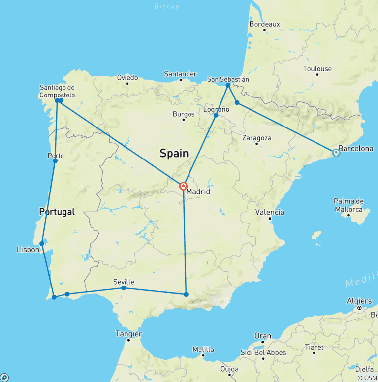 Map of Classic Spain and Portugal