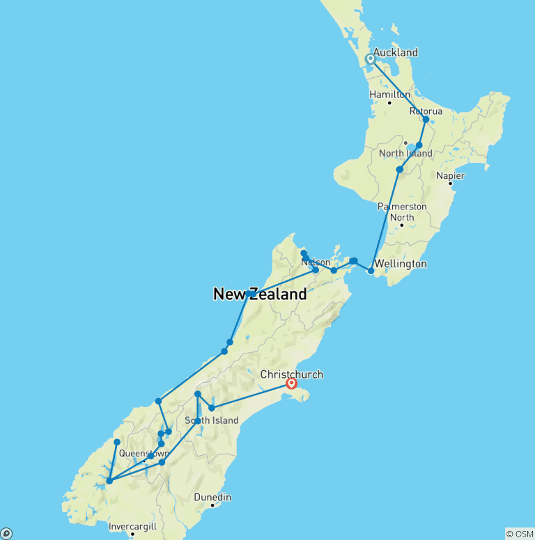 Map of Walking in New Zealand