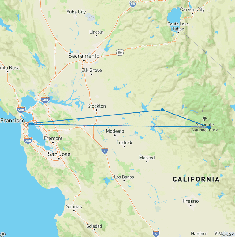 Map of Yosemite Escape Camping - 3 Days