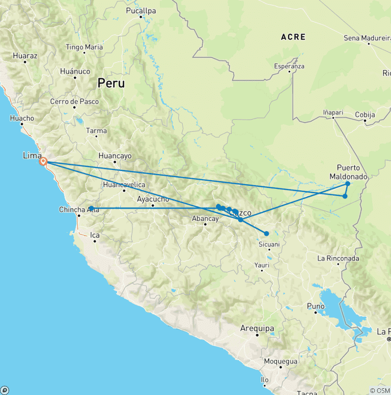 Map of Amazon to the Andes