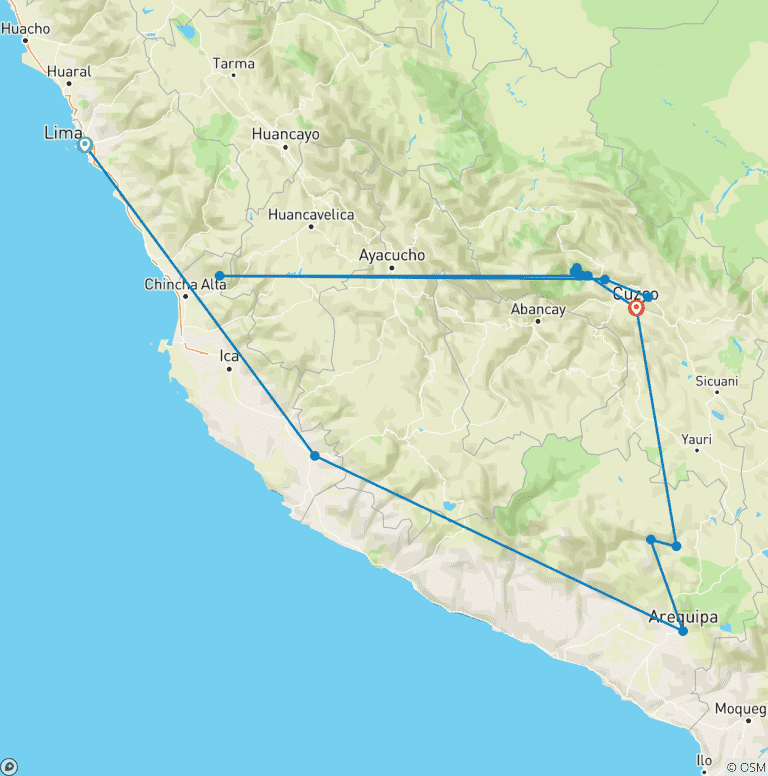 Map of Peru: Ancient Cities & the Andes