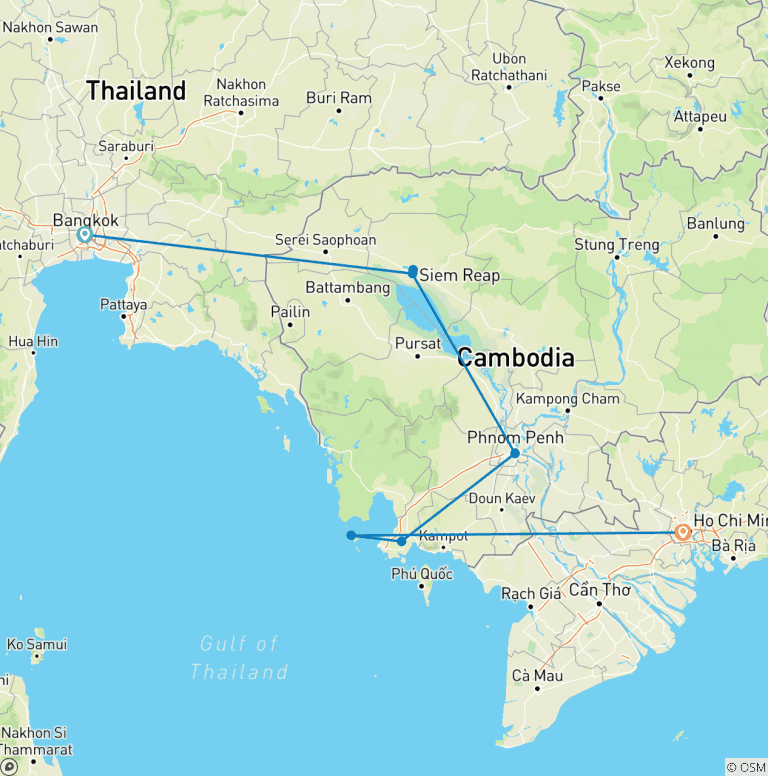 Map of Cambodia: Ancient Ruins & Boat Rides
