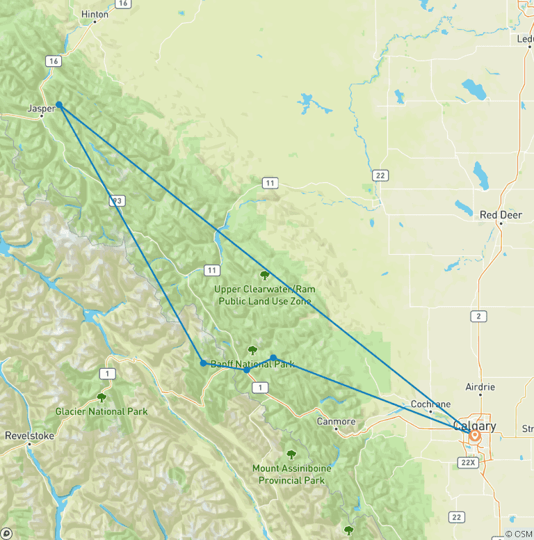 Map of The Best of Banff and Jasper, Campingtour