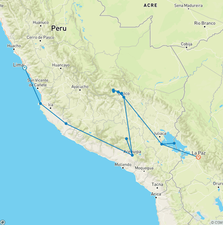 Map of Peru Essentials (18 destinations)