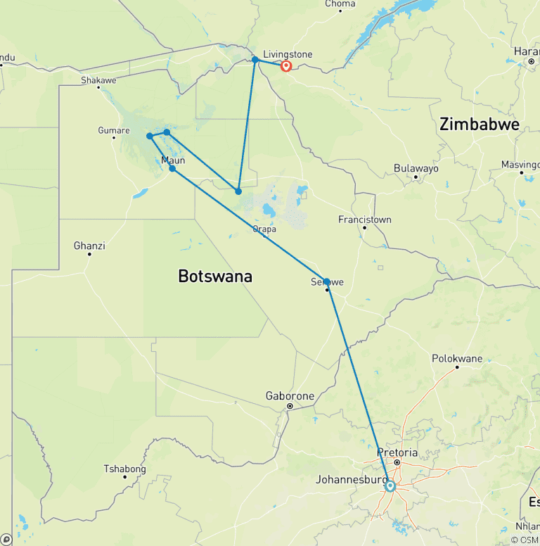 Map of Botswana Wild Parks